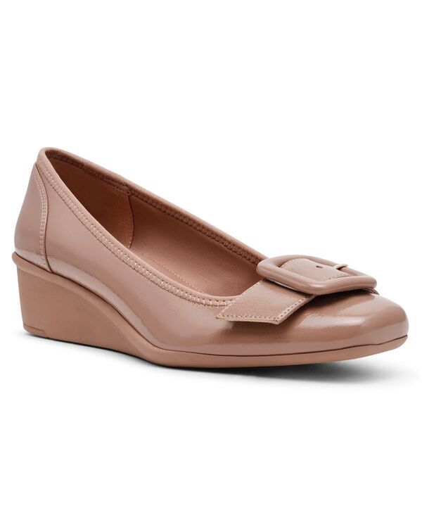 アンクライン レディース シューズ パンプス Anne Klein Womens Wyatt Buckle Wedge Pumps Nude