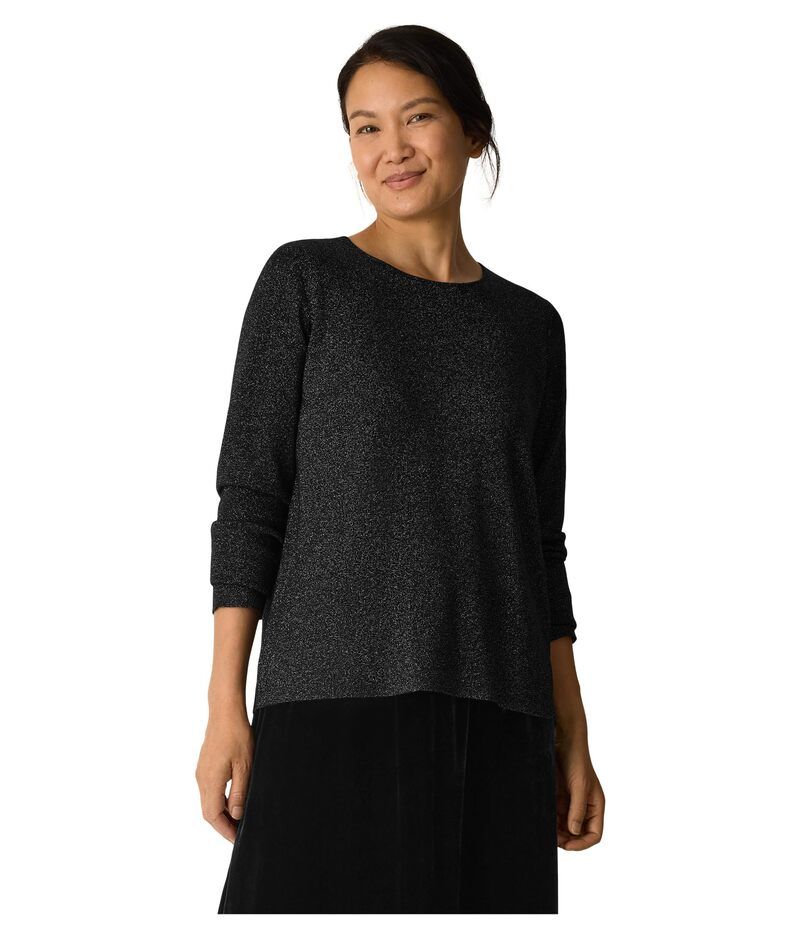 エイリーンフィッシャー レディース アウター ニット・セーター クルーネック ウール Eileen Fisher Wool Lurex Crew Neck Sweater Black ブラック