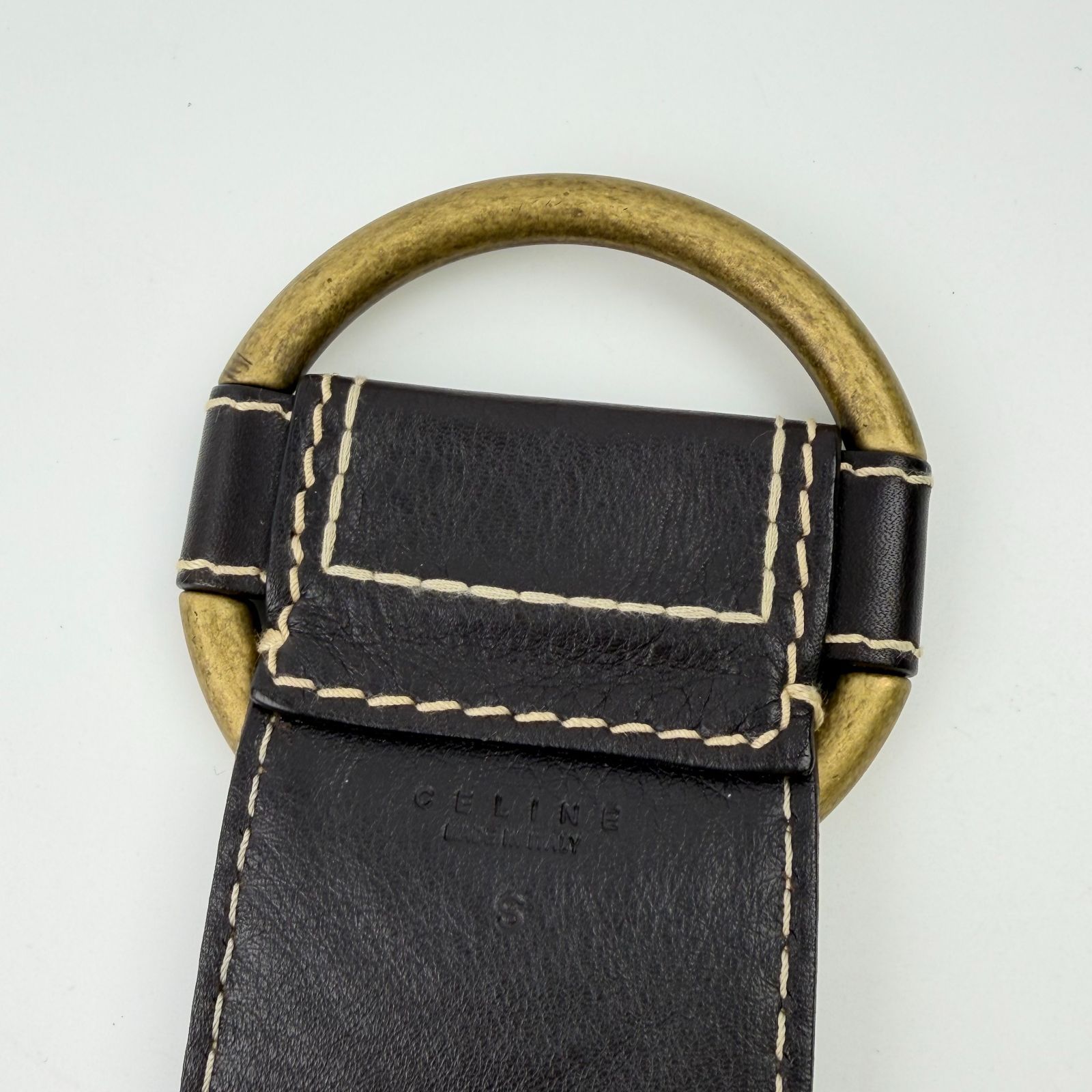中古】CELINE セリーヌ サークルバックル スパイラル柄 ベルト レザー