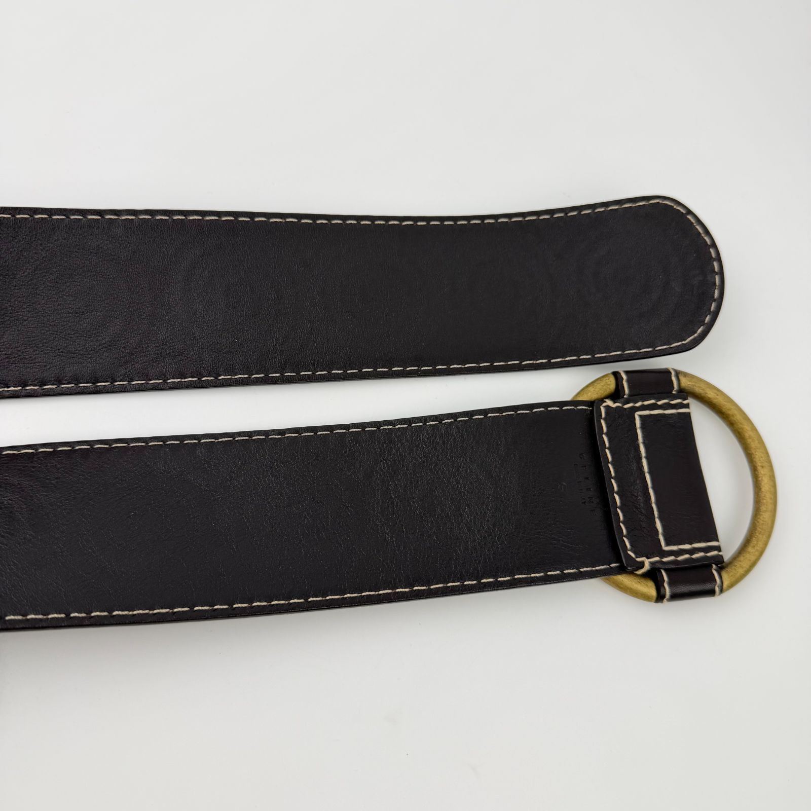 中古】CELINE セリーヌ サークルバックル スパイラル柄 ベルト レザー