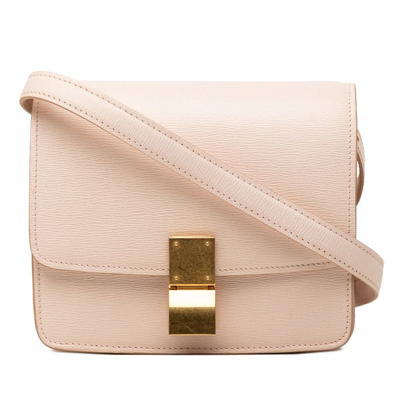 セリーヌ クラシックボックス スモール 斜め掛け ショルダーバッグ ピンクベージュ レザー レディース CELINE【1-0269781】