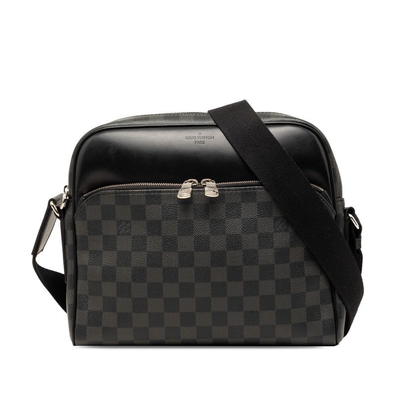 ルイ ヴィトン ダミエ デイトンPM 斜め掛け ショルダーバッグ N41408 ブラック PVC レザー メンズ LOUIS VUITTON【1-0270852】