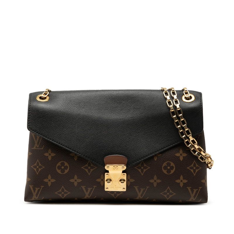 ルイ ヴィトン モノグラム パラス チェーン ショルダーバッグ M41223 ブラウン ブラック PVC レザー レディース LOUIS VUITTON【1-0270921】