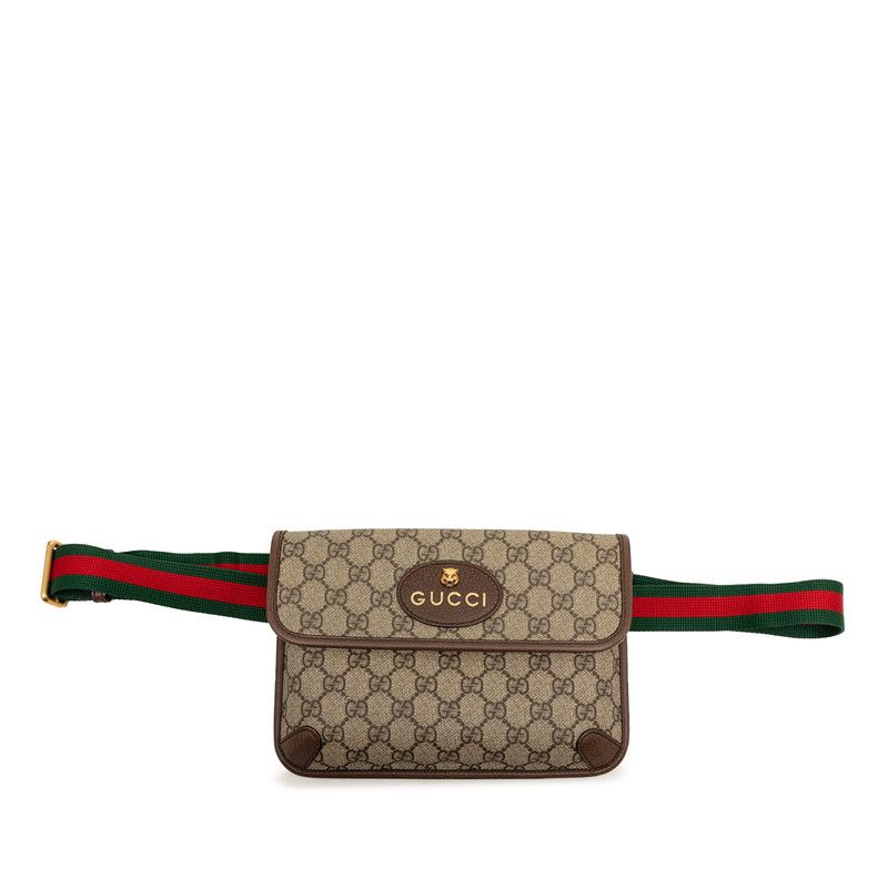 グッチ GGスプリーム タイガーヘッド ボディバッグ ウエストバッグ 493930 ベージュ ブラウン PVC レザー レディース GUCCI【1-0272013】