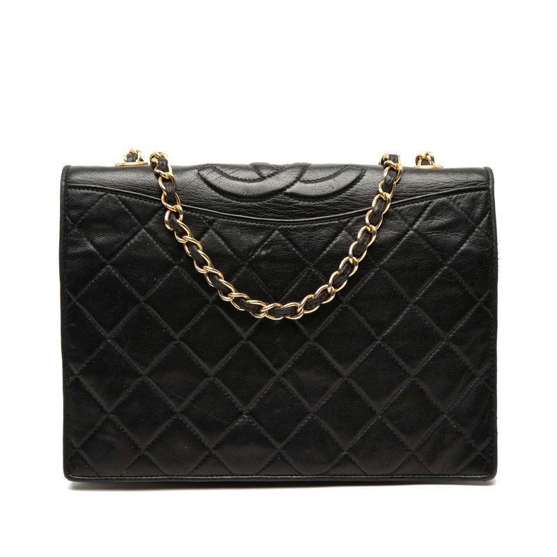 シャネル ココマーク マトラッセ チェーン ショルダーバッグ ブラック ラムスキン レディース CHANEL【1-0272672】