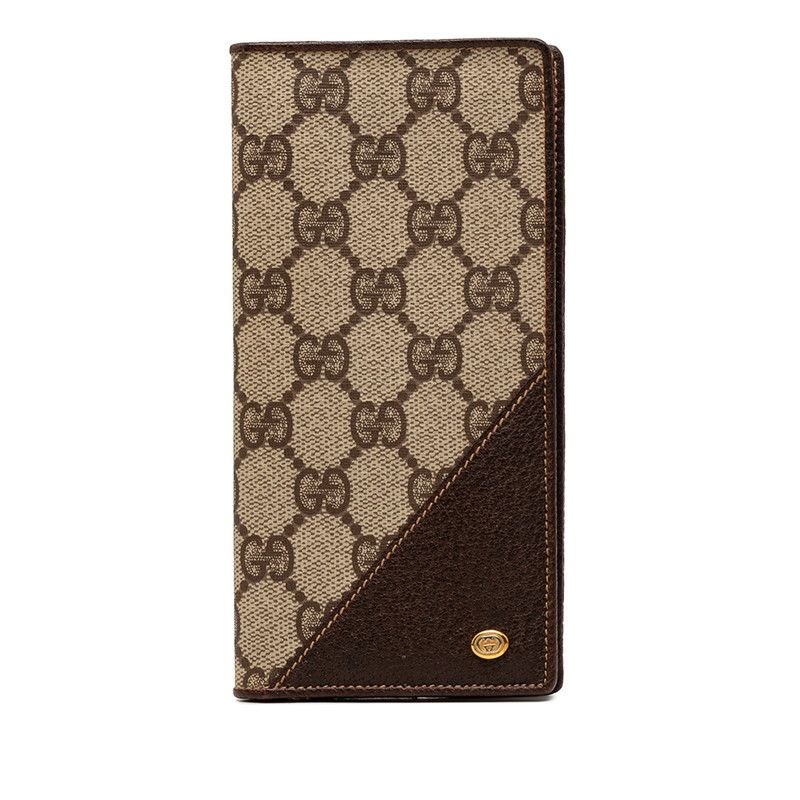 グッチ GGスプリーム 長財布 札入れ 6403713 ベージュ ブラウン PVC レザー レディース GUCCI【244-73844】