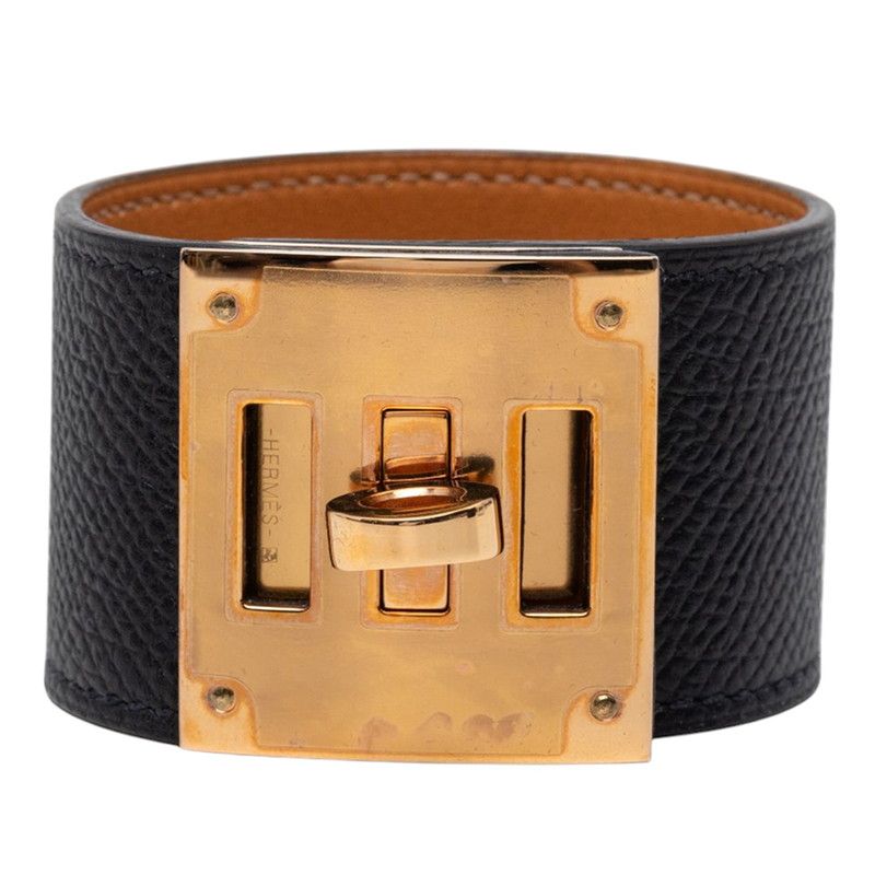 エルメス ケリードッグ ブレスレット ブラック ヴォーエプソン メッキ レディース HERMES【1-0273933】