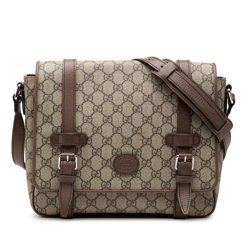 グッチ GGスプリーム メッセンジャーバッグ ショルダーバッグ 658542 ベージュ ブラウン PVC レザー レディース GUCCI【228-74503】 58,190円