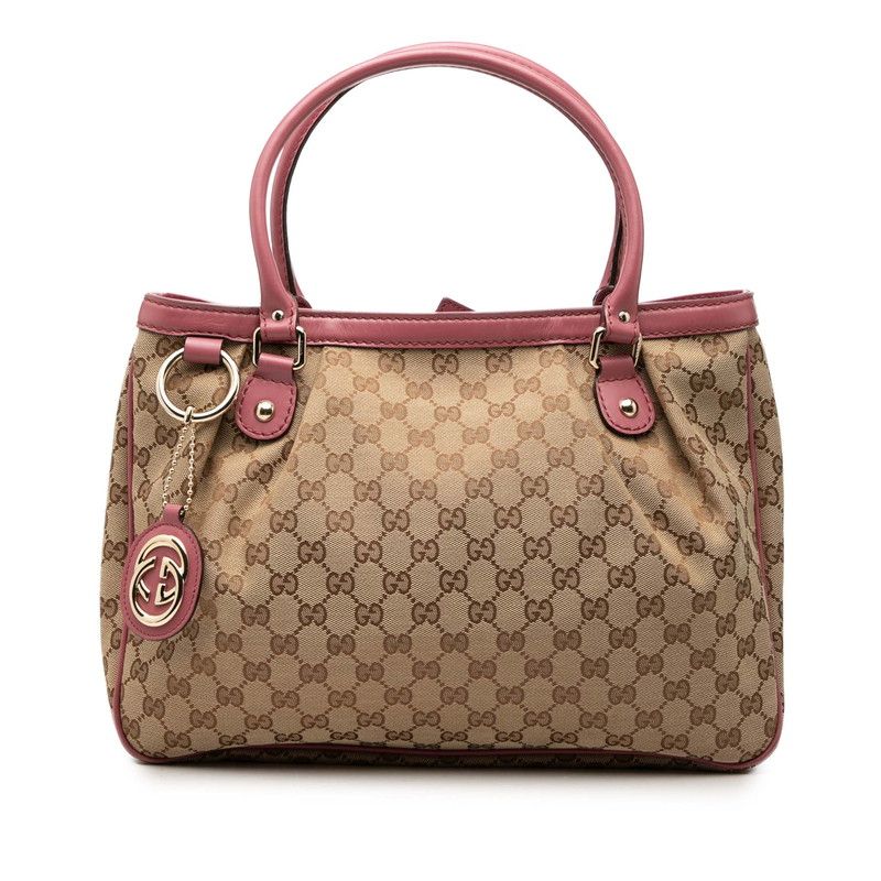 グッチ GGキャンバス スーキー トートバッグ ハンドバッグ 296835 ベージュ ピンク キャンバス レザー レディース GUCCI【228-74504】