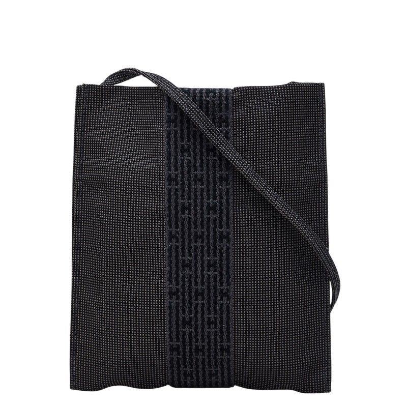 エルメス エールライン 斜め掛け ショルダーバッグ ポシェット グレー キャンバス レディース HERMES【228-75034】