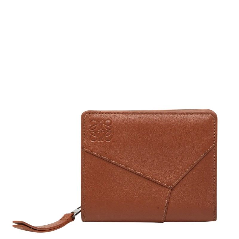 ロエベ アナグラム パズル コンパクトウォレット 二つ折り財布 ブラウン レザー レディース LOEWE【228-75048】