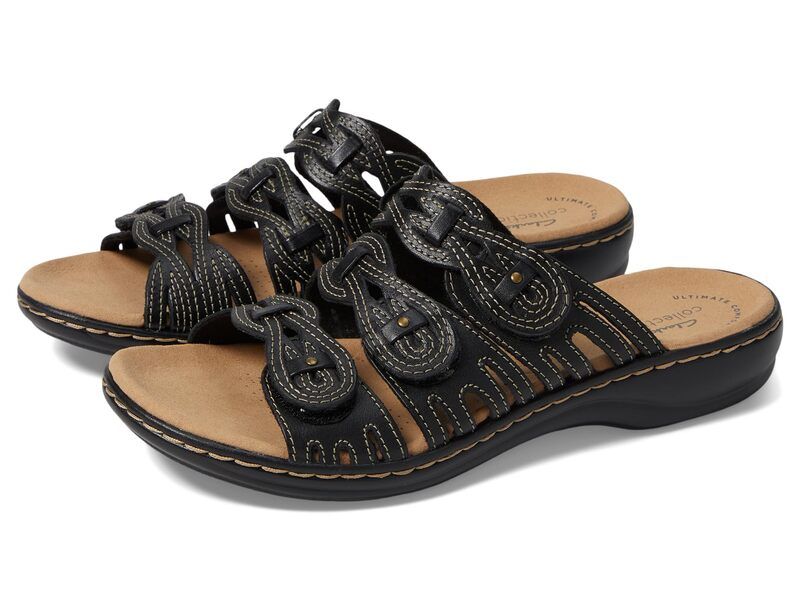 クラークス レディース シューズ ヒール Clarks Leisa Faye Black Leather ブラック