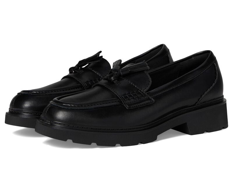 クラークス レディース シューズ スリッポン・ローファー Clarks Lauryl Tassel Black Leather ブラック