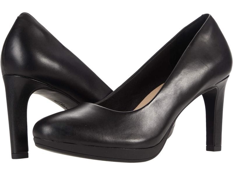 クラークス レディース シューズ ヒール Clarks Ambyr Joy Black Leather ブラック