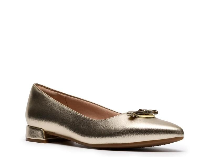 クラークス レディース シューズ パンプス Clarks Natalyn Trim Charm Flat Gold Metallic ゴールド
