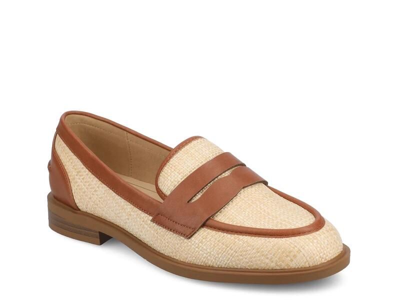 ジャーニー レディース シューズ スリッポン・ローファー Journee Brooks Loafer Cognac Raffia