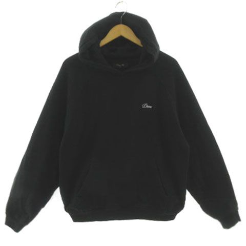 ダイム DIME Cursive Small Logo Hoodie スウェットパーカー ロゴ刺繍 裏起毛 プルオーバー 長袖 コットン ブラック 黒 L