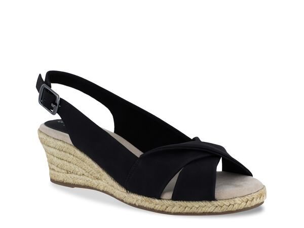 イージーストリート レディース シューズ サンダル Easy Street Maureen Espadrille Wedge Sandal Black ブラック