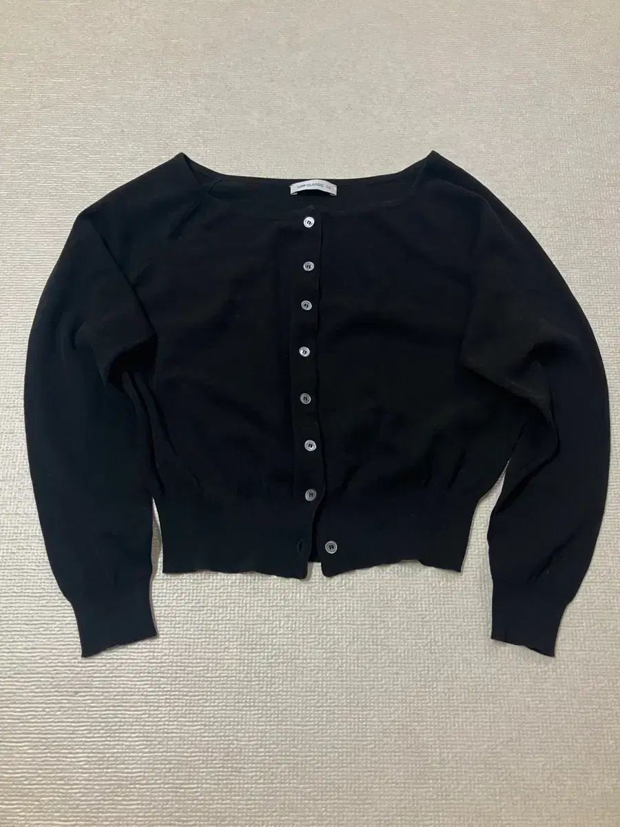 LOW CLASSIC ロウ クラシック BOAT-NECK SHEER CARDIGAN ブラック M
