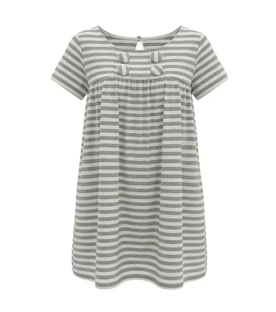EXPIRED GIRL Emily button top ストライプ Tシャツ