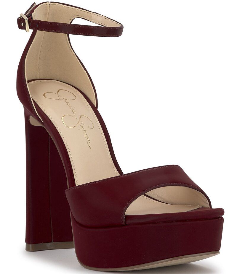 ジェシカシンプソン レディース シューズ サンダル プラットフォーム Tシャツ アンクル Jessica Simpson Telxia Sateen Ankle Strap Platform Sandals Dark Cherry
