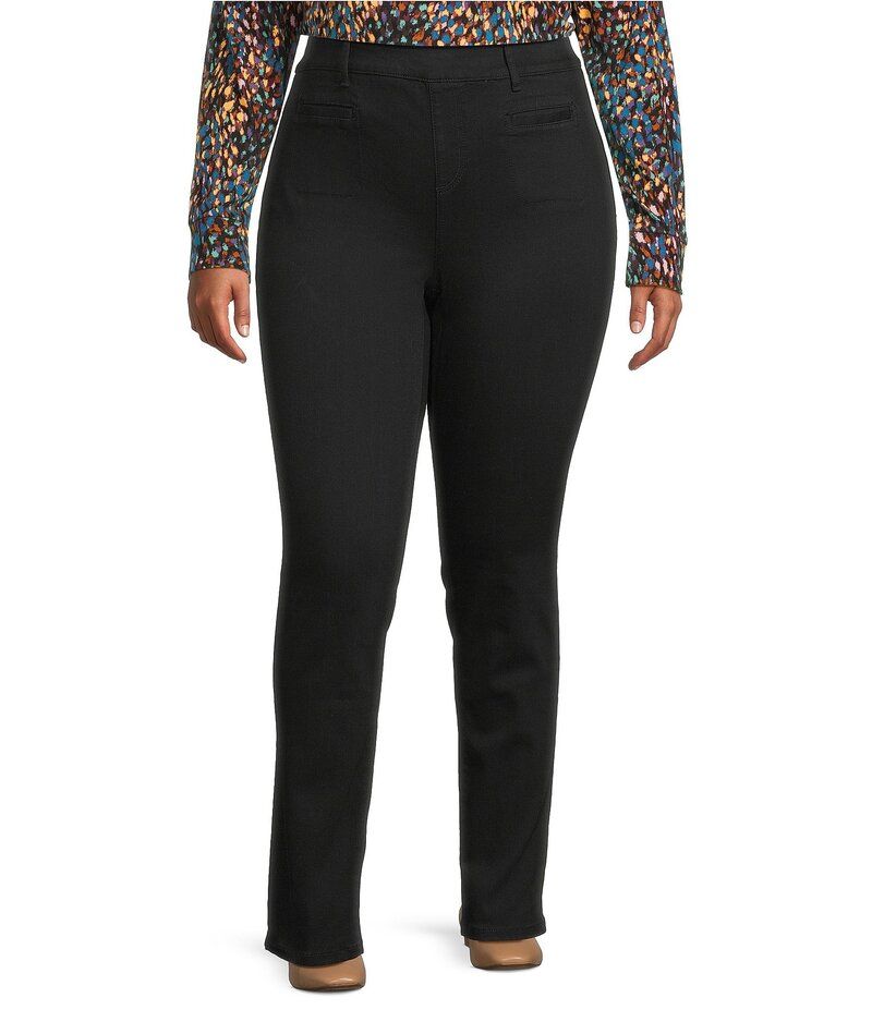 ウエストバウンド レディース ボトムス カジュアルパンツ ストレート プラスサイズ パンツ Westbound Plus High Rise Patch Pocket Straight Leg PullOn Pants Black ブラック