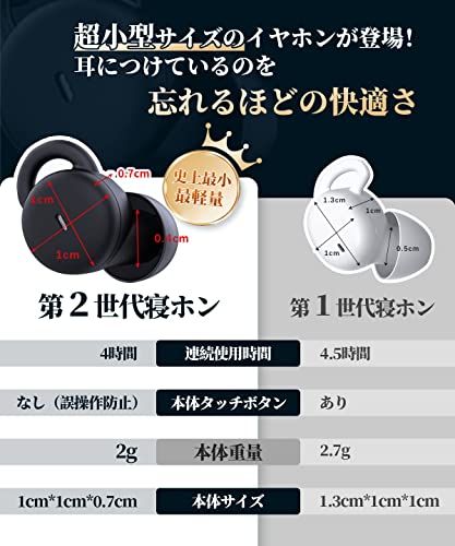 ☆新品☆寝ホン 睡眠用イヤホン 痛くない ワイヤレス Bluetooth 【人気雑誌Poco'ce掲載 寝ホン】 寝ながら 完全ワイヤレスイヤホン ミニサイズ 超小型 カナル型 高遮音性 左右分離型 片耳/両耳 Type‐C iOS Andr 43007bad