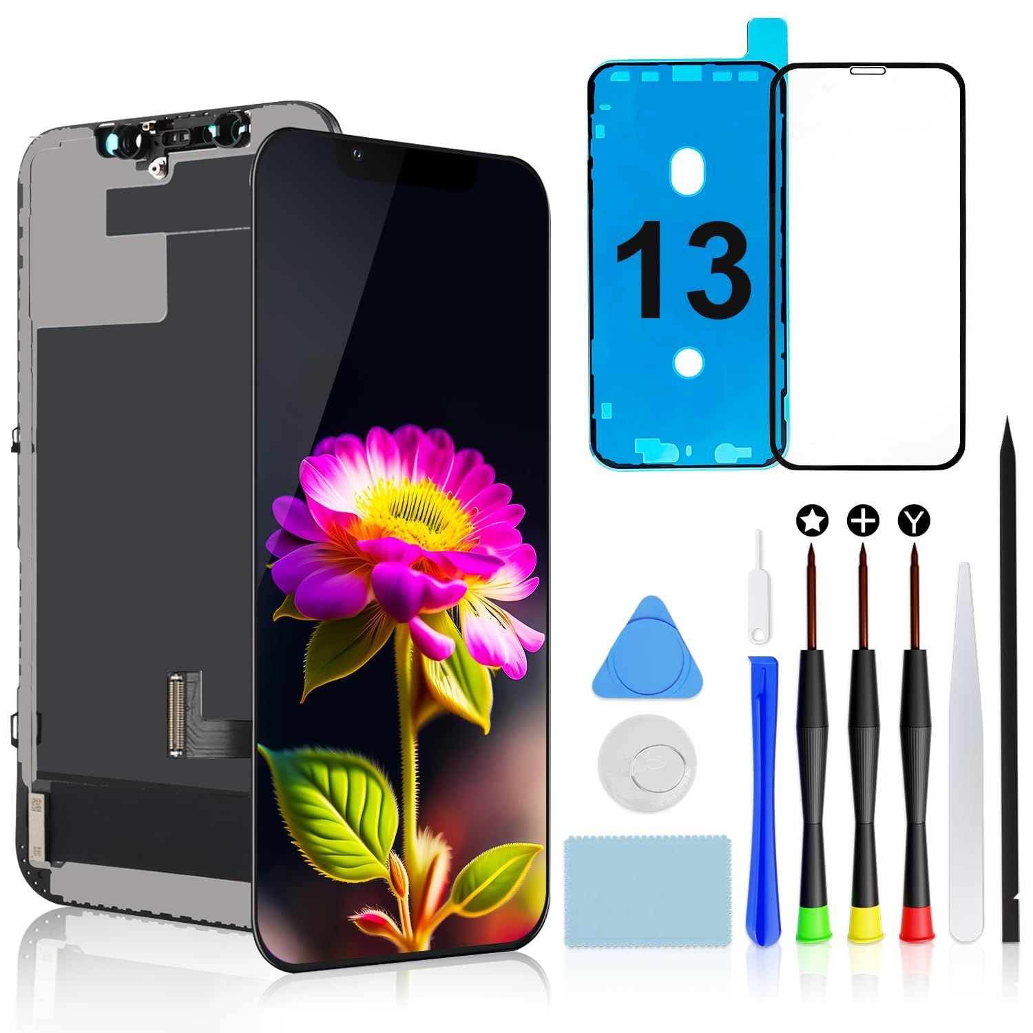 ☆新品☆Brinonac iPhone 13 液晶パネル 画面交換 キット - 6.1インチ フロントパネル LCD タッチパネル 修理パーツ ガラス スクリーン 修理 工具付属 779e8150