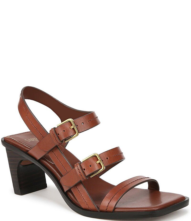 フランコサルト レディース シューズ ヒール サンダル レザー Sarto by Franco Sarto Frances Leather Triple Buckle Block Heel Sandals Brown ブラウン