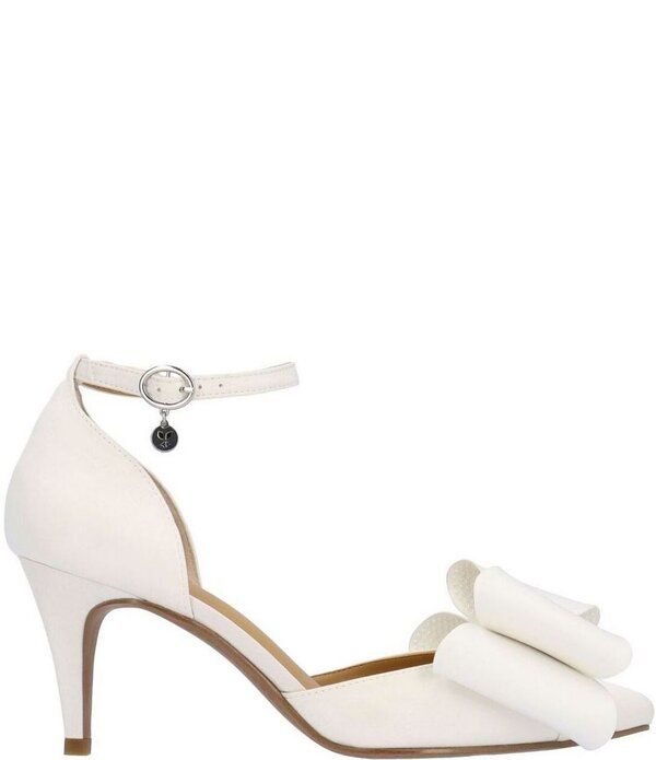 ジェイレニー レディース シューズ パンプス サテン アンクル J Renee Pammie Satin Ankle Strap Bow Pumps White ホワイト