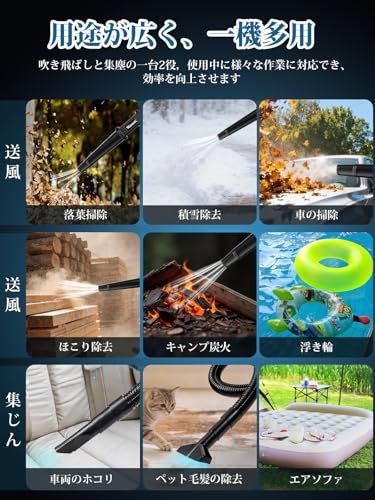 2026新登場 ブロワー 洗車 ブロアー 充電式 強力 コードレス 送風と集じん1台2役 マキタ18Vバッテリー対応可能 4000mAh大容量バッテリー2個付属 手持ち式 軽量 エアブロワー 小型 庭掃除 枯葉掃除機 除雪作業 充電器付き 日 10372afd