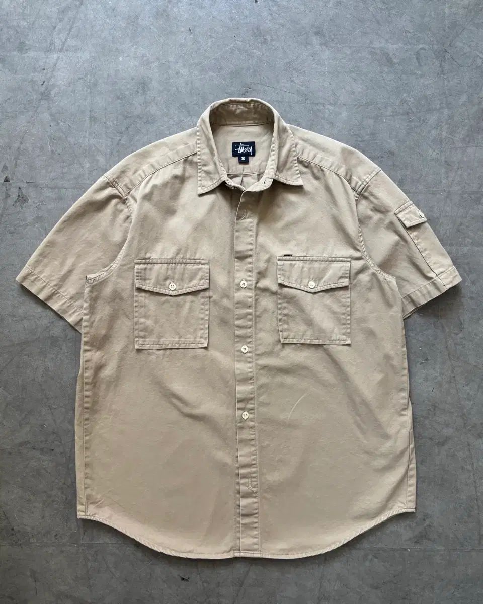 STUSSY ステューシー 90s ベージュ 半袖シャツ