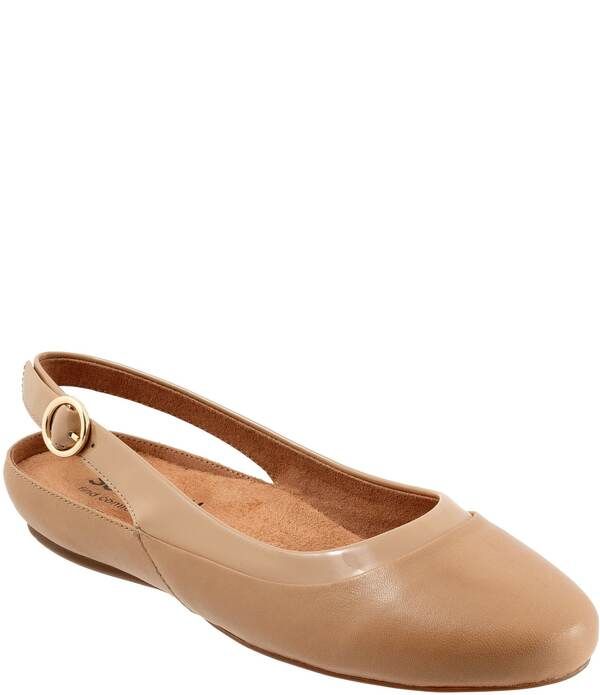 ソフトウォーク レディース シューズ パンプス レザー SoftWalk Sheffield Leather Slingback Flats Beige ベージュ