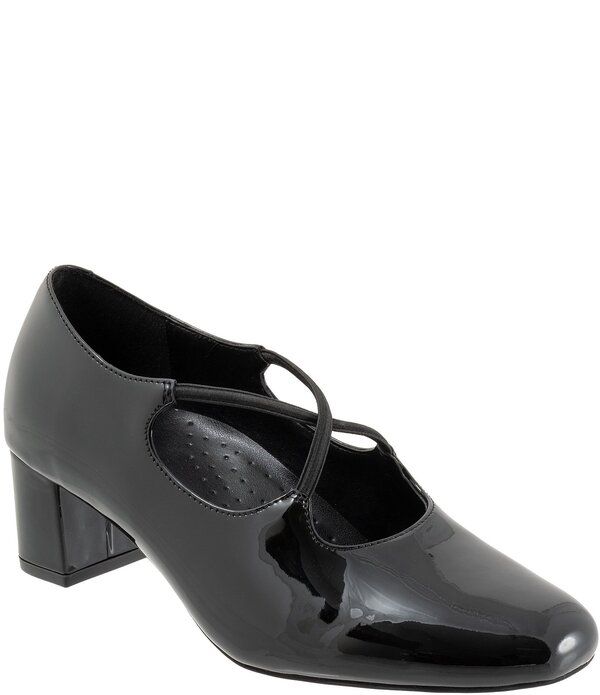 トロッターズ レディース シューズ パンプス レザー Trotters Demi Patent Leather Cross Band Pumps Black Patent ブラック