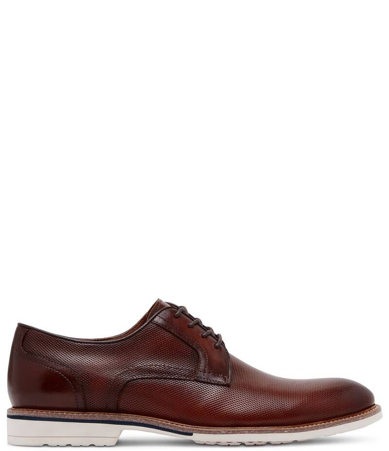 スティーブ マデン メンズ シューズ ドレスシューズ オックスフォード レース レザー Steve Madden Mens Bader Perforated Leather Plain Toe Lace Up Oxfords Tan タン