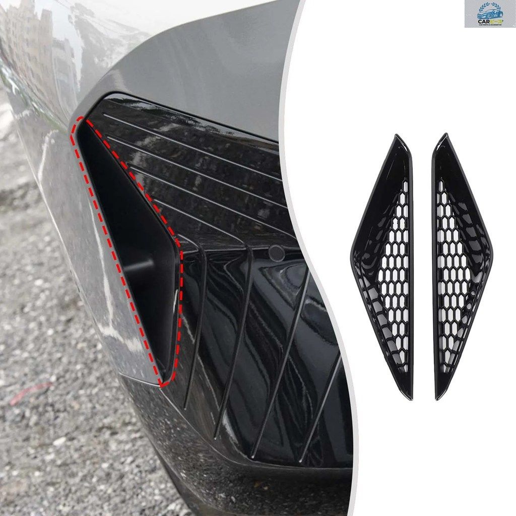 BMW IX G70 2022-2024用 ABS樹脂製ブラックカーフロントバンパーサイドエアインテーク保護カバーエアベントグリル装飾フレーム 2個セット