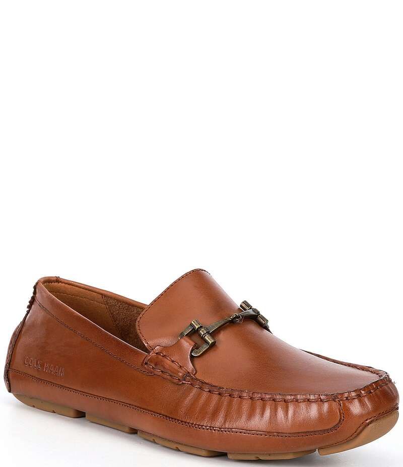 コールハーン メンズ シューズ スリッポン・ローファー レザー Cole Haan Mens Wyatt Leather Bit Buckle Drivers Cole Haan British Tan タン