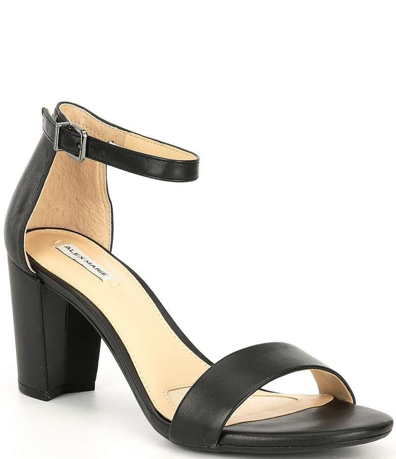 アレックスマリー レディース シューズ ヒール サンダル アンクル レザー Alex Marie Halmar Ankle Strap Leather Block Heel Sandals Black ブラック