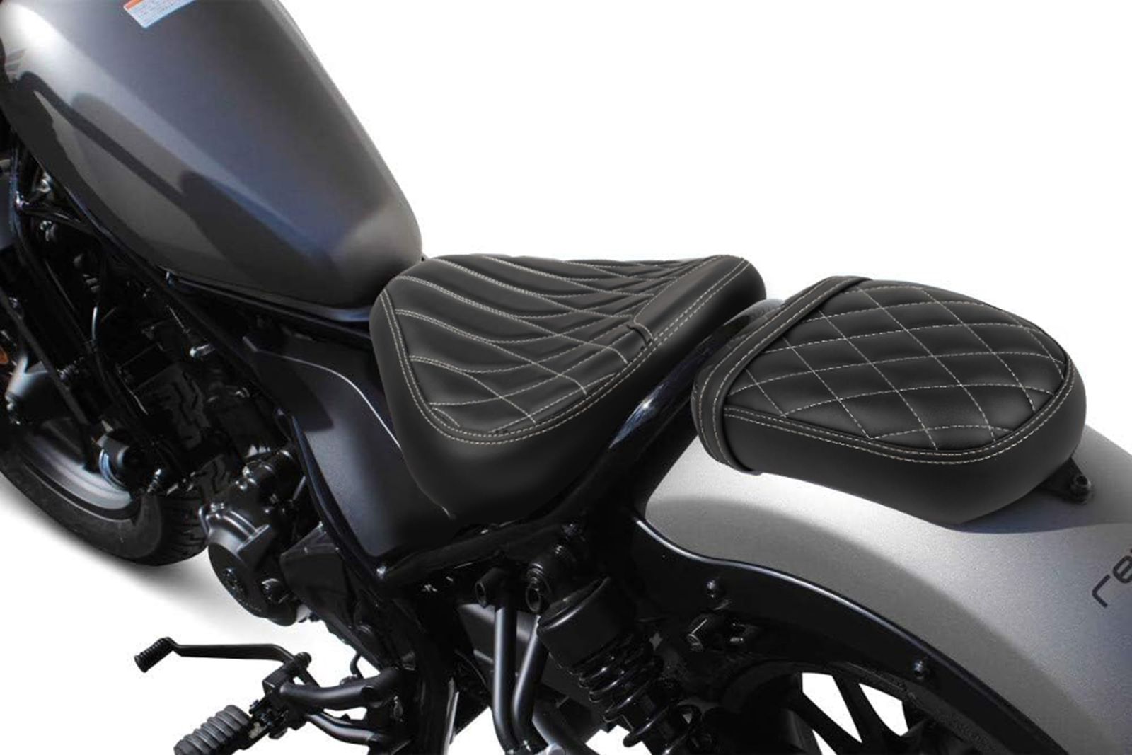 R★Entrotechレブル250 レブル500シート REBEL250/500 ピリオンシート タンデムシート カスタムパーツバイク シート リア用 高密度スポンジ 高弾力 (リア)