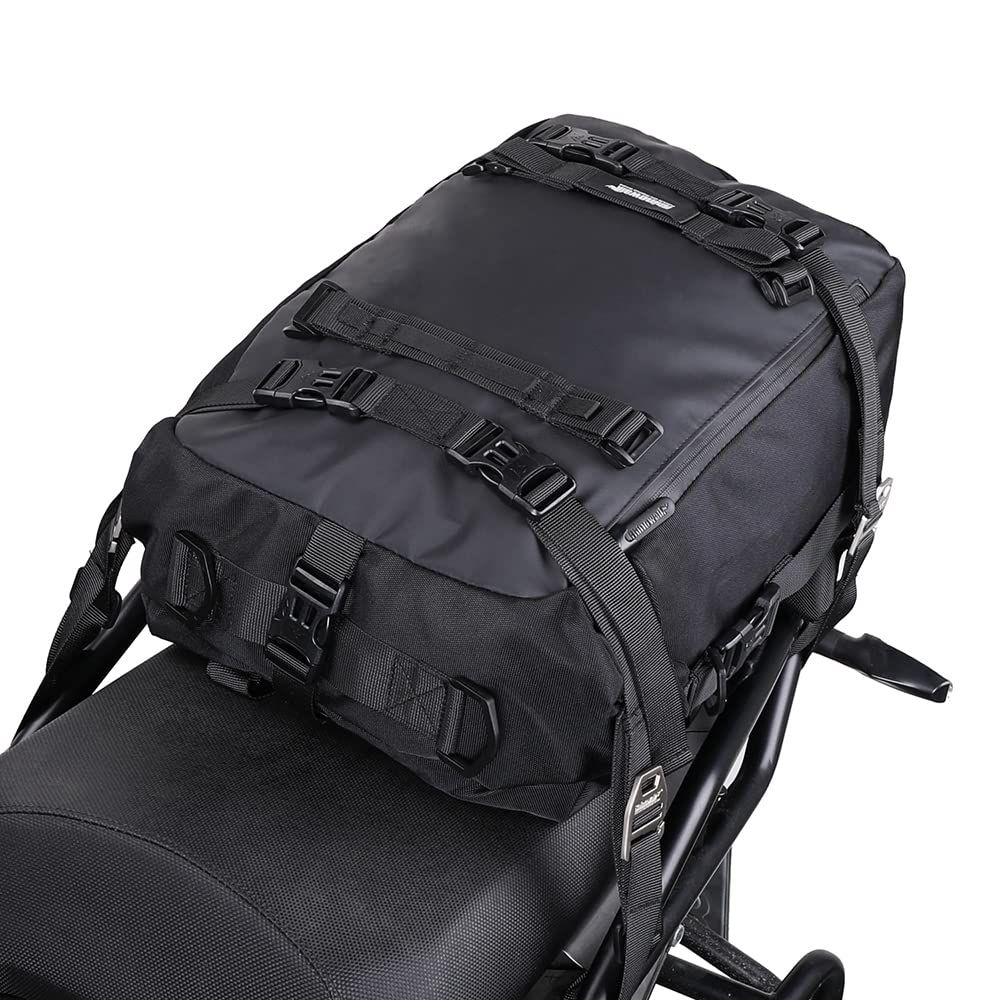 R★Rhinowalk バイク用 シートバッグ 20L 防水 ツーリングバッグ 大容量 サドルバッグ 耐荷重 多機能 取り外し可能 撥水加工 自転車 バイクアクセサリー ブラック