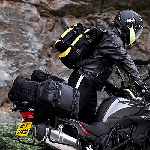 R★Rhinowalk バイク用 シートバッグ 20L 防水 ツーリングバッグ 大容量 サドルバッグ 耐荷重 多機能 取り外し可能 撥水加工 自転車 バイクアクセサリー ブラック