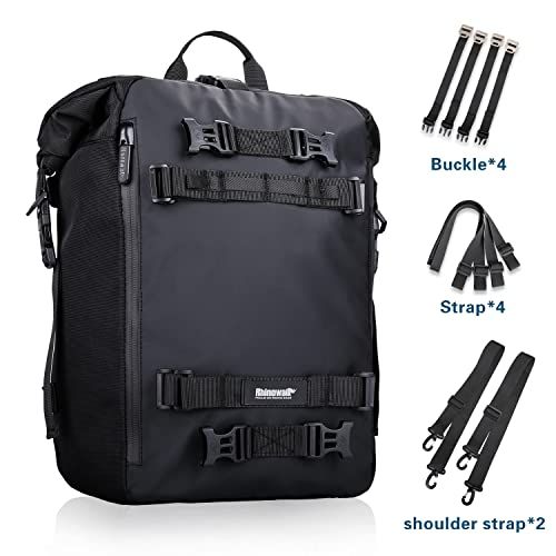 R★Rhinowalk バイク用 シートバッグ 20L 防水 ツーリングバッグ 大容量 サドルバッグ 耐荷重 多機能 取り外し可能 撥水加工 自転車 バイクアクセサリー ブラック