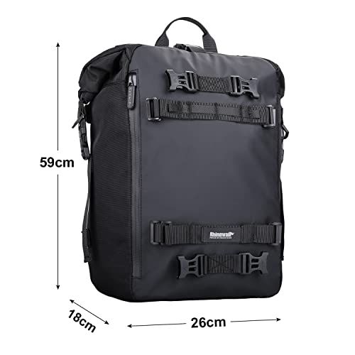 R★Rhinowalk バイク用 シートバッグ 20L 防水 ツーリングバッグ 大容量 サドルバッグ 耐荷重 多機能 取り外し可能 撥水加工 自転車 バイクアクセサリー ブラック