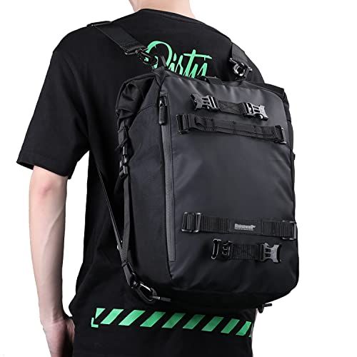 R★Rhinowalk バイク用 シートバッグ 20L 防水 ツーリングバッグ 大容量 サドルバッグ 耐荷重 多機能 取り外し可能 撥水加工 自転車 バイクアクセサリー ブラック