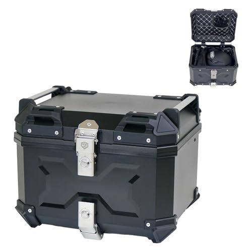 R★【大容量で、もっと遠くへ。】 SKK リアボックス 45L 58L トップケース 大容量 防水 取付ベース付 防犯対策 バイクボックス (NATURAL BLACK 45L)