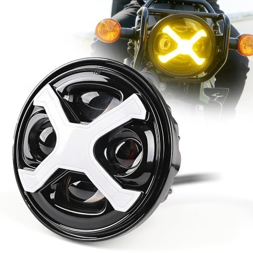 R★クロスカブ110用 ヘッドライトDRL 付き led バイクヘッドライト ハイビームとロービームの切り替え クロスカブ Cross Cub CC110 JA60 対応 (イエロー)