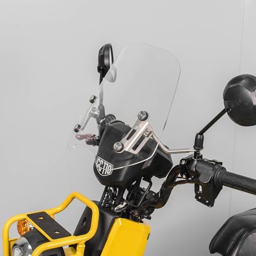 R★HI-LINE バイク ウインドスクリーン 調整可能 クロスカブ110/50 クロスカブ110 Lite 専用 ミラーマウント 風防 高さ30cm バイク スクリーン フロントガラス 取付簡単 日本語取扱説明書付き (クリア)