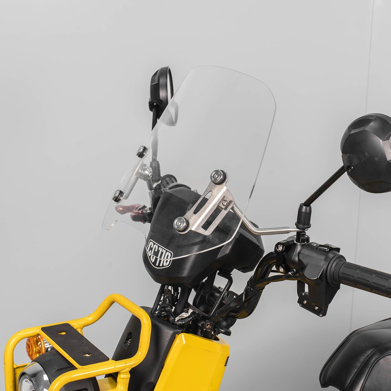 R★HI-LINE バイク ウインドスクリーン 調整可能 クロスカブ110/50 クロスカブ110 Lite 専用 ミラーマウント 風防 高さ30cm バイク スクリーン フロントガラス 取付簡単 日本語取扱説明書付き (クリア)