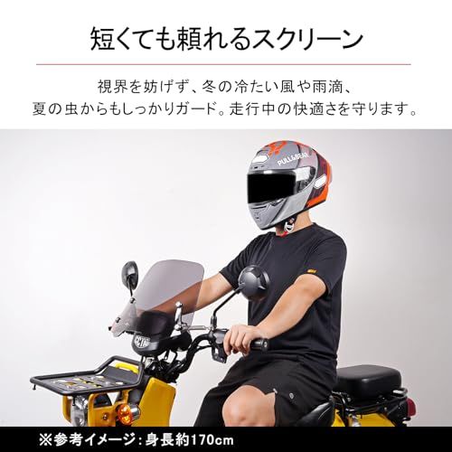 R★HI-LINE バイク用 ウインドスクリーン クロスカブ110/50 クロスカブ110 lite 専用 ミラーマウント 風防 バイク スクリーン 高さ30cm フロントガラス 取付簡単 日本語取扱説明書付き（ショート スモーク）