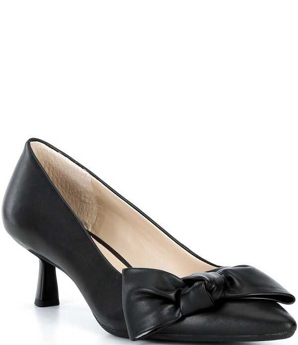 アレックスマリー レディース シューズ ヒール レザー Alex Marie Iris Leather Bow Pointed Toe Kitten Heel Pumps Black ブラック